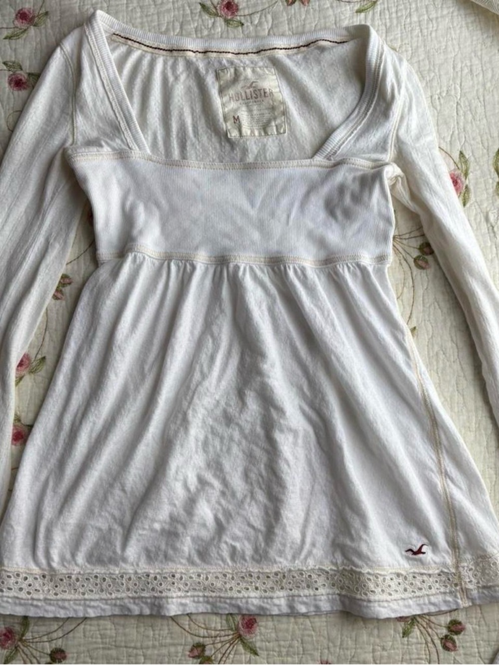 Vintage Hollister White Long Sleeve babydoll top